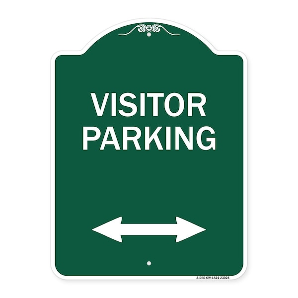 Reserved Parking Visitor Parking Arrow Pointing Left and Right, Green & White, A-DES-GW-1824-23025